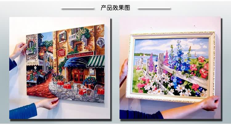 diy数字填涂油画 卡通动漫动物儿童手绘自己填色客厅装饰画 小宝马莉