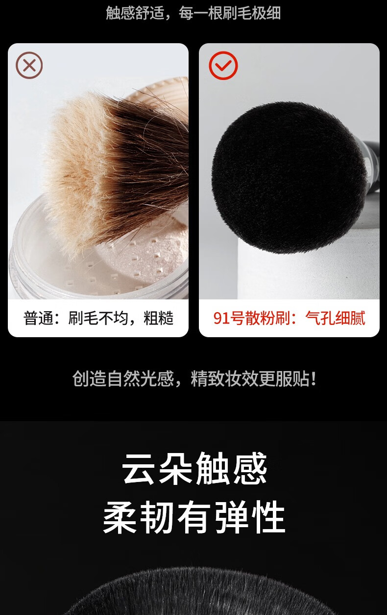 AOLANLA 美国91号大号散粉刷腮红刷蜜粉美妆刷便携式一只装化妆刷子带盖 91散粉刷