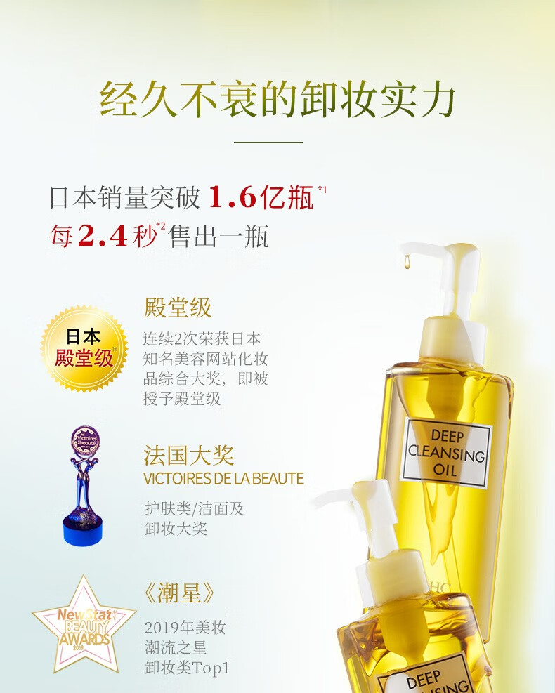 蝶翠诗（DHC）橄榄卸妆油水感洁颜油眼唇卸温和敏感肌可用 200mL