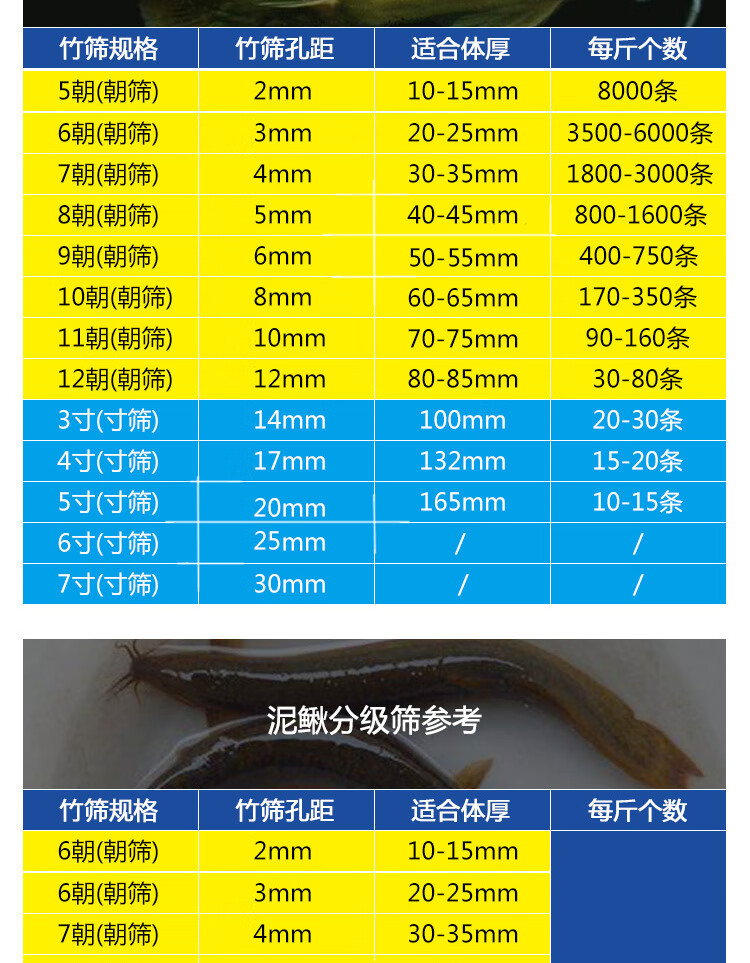 鱼苗大小分级鱼筛泥鳅黄鳝财鳜鲈金鱼种竹蔑编织分鱼竹鱼筛子 竹筛5寸