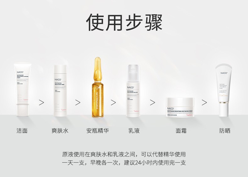 NACO 烟酰胺精华 原液安瓶玻尿酸褪黑提亮肤色补水保湿 5%烟酰胺到手2盒