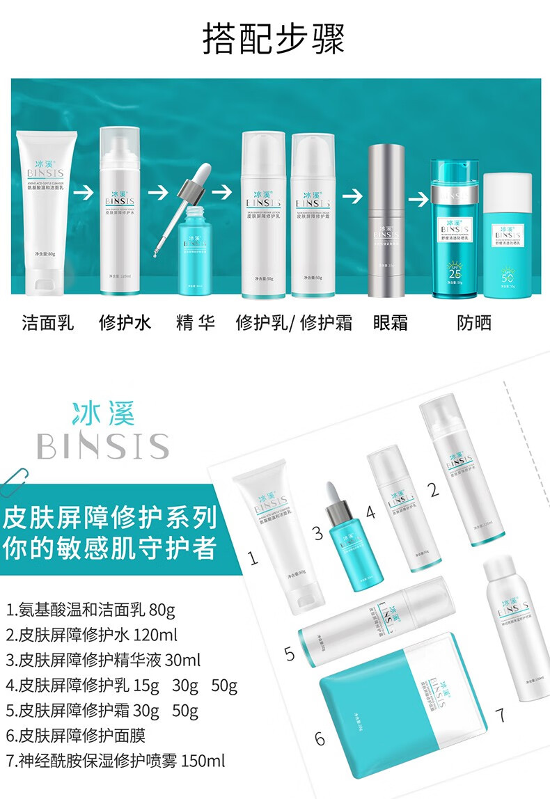 冰溪 舒缓清透防晒乳 SPF50 PA+++ 面部 防晒霜男女夏 清爽 不粘腻 50g