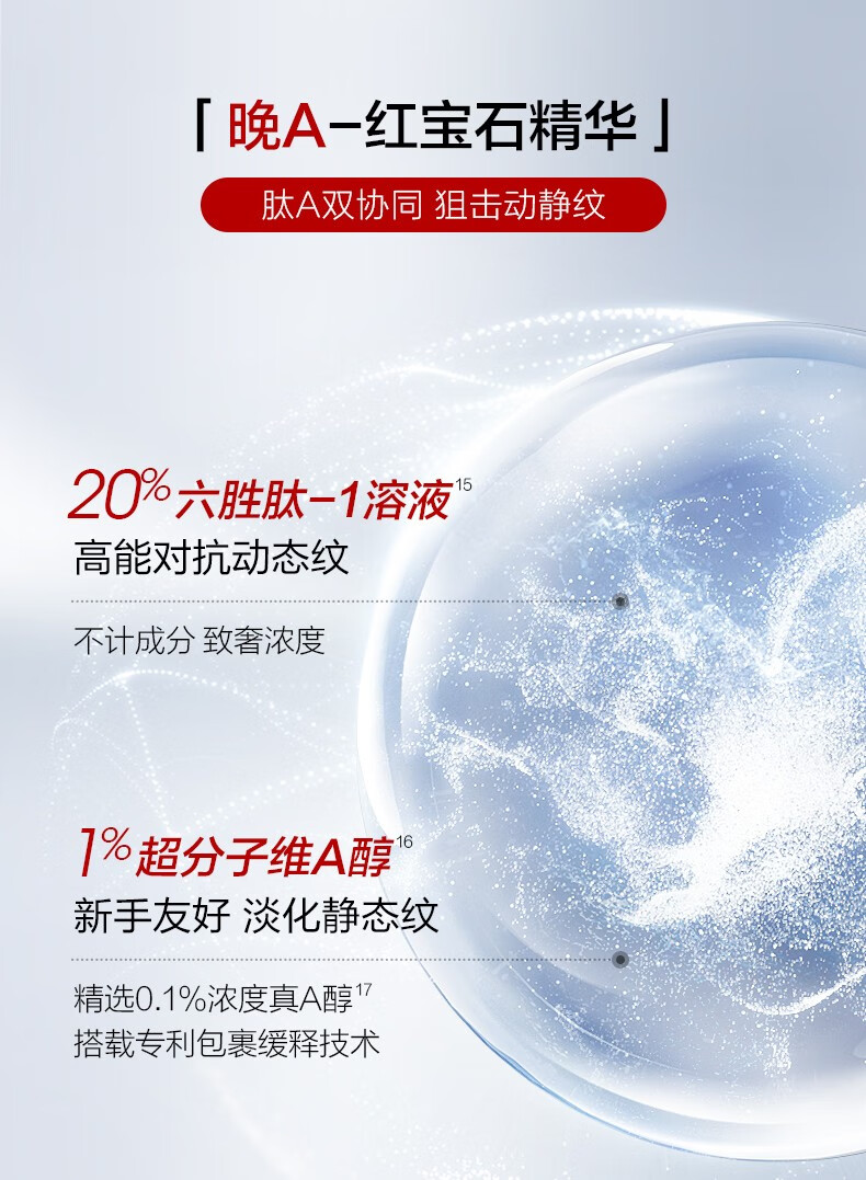 珀莱雅（PROYA）红宝石精华2.0 早C晚A抗皱补水保湿A醇 护肤品套装礼盒生日礼物 【淡化细纹】红宝石精华30ml