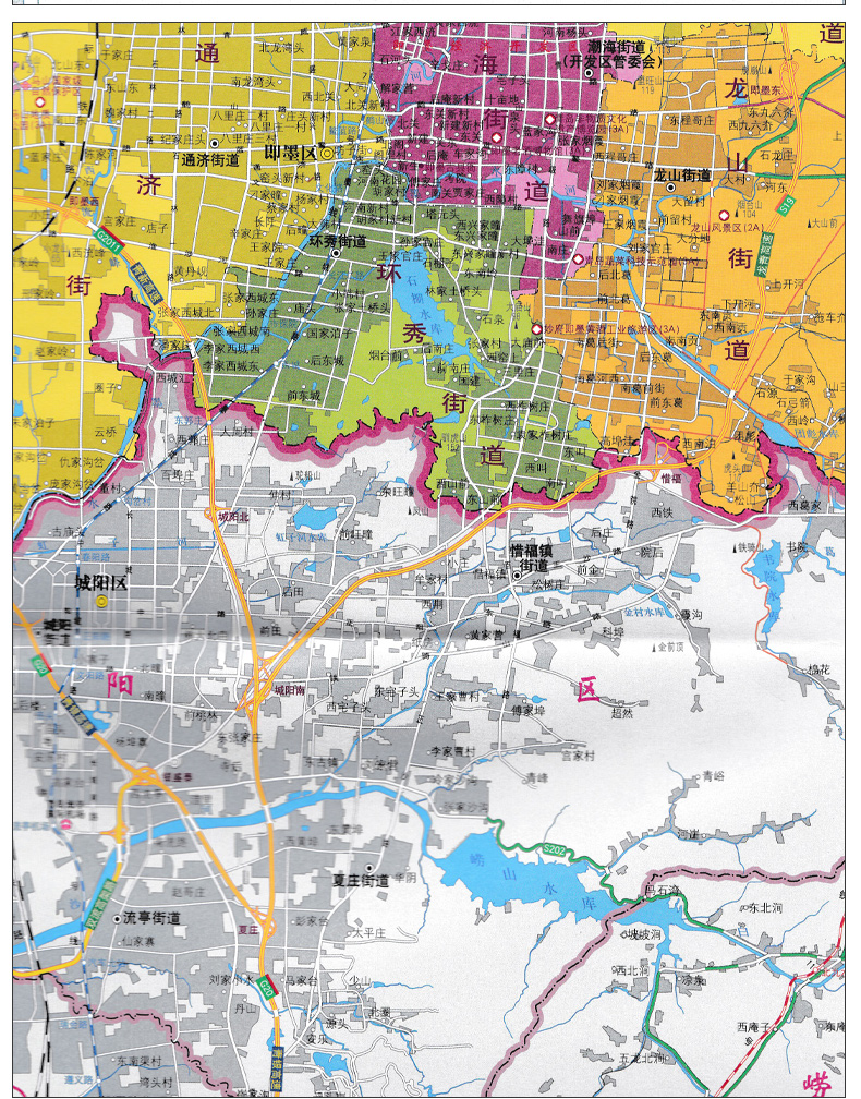 2019新版 即墨区地图 青岛市各区市地图系列 108cm*76cm 办公室商务