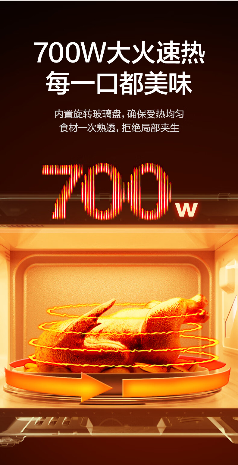 海尔(Haier)【金榜推荐】快捷微波炉 360°转盘加热 汉玉白旋转操作 易洁内胆 家用小型 老人适用 HW-M20T1W 商品详情图 8