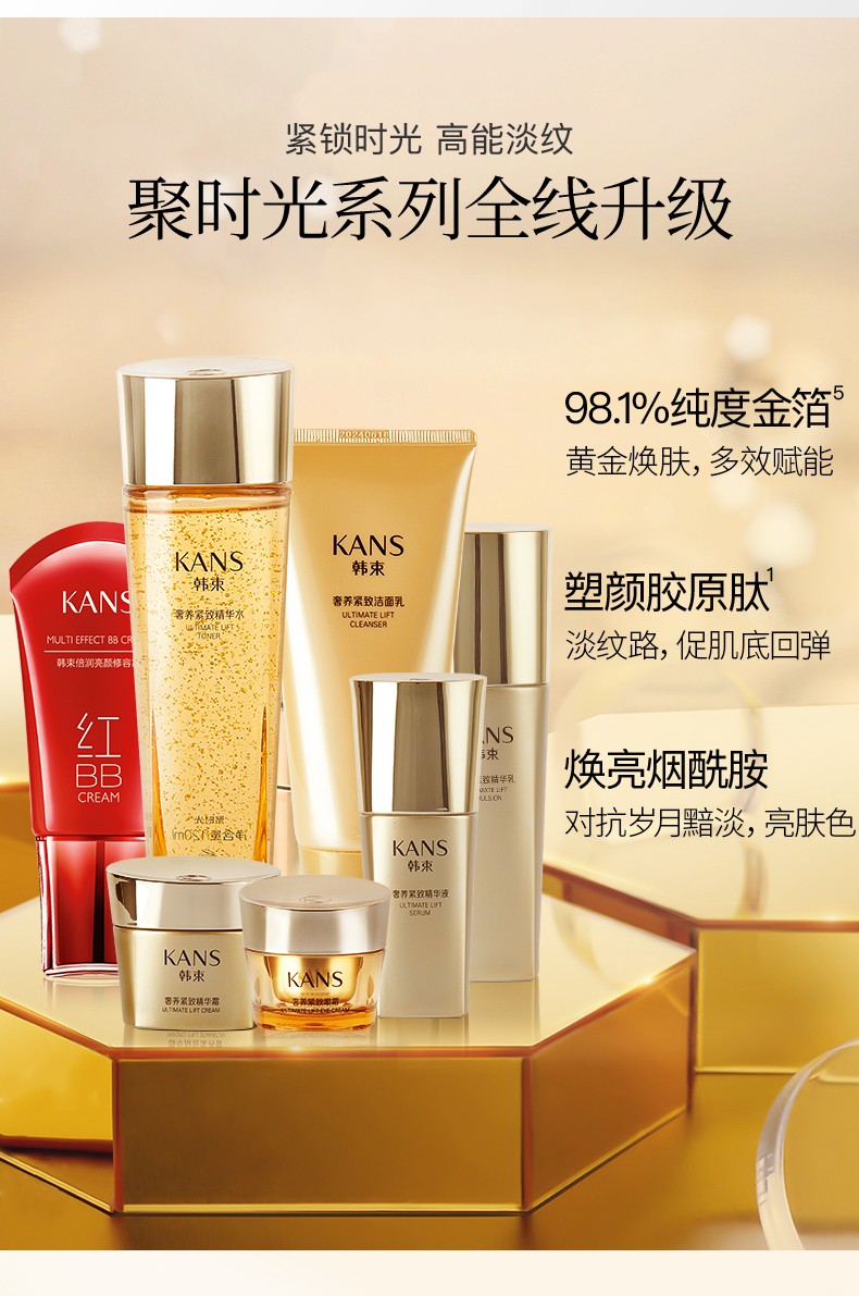 韩束（KanS）【紧致抗皱】韩束套装提拉紧致补水保湿精华聚时光护肤品礼盒 洁面+水+乳+精华