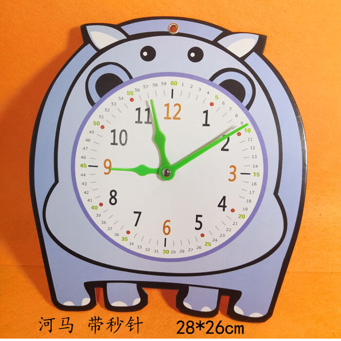 加大钟表模型时钟教具时针可拨园学时间一年级数学学具钟不带秒针花朵
