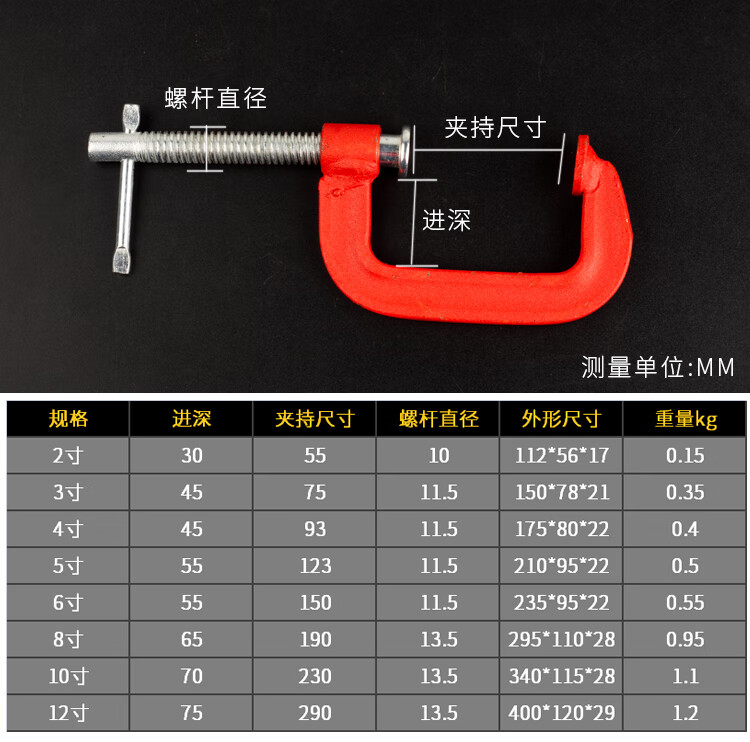 金力狮g字夹c型夹子铁夹强力f夹木工夹子固定工具夹夹紧器木工夹具 5