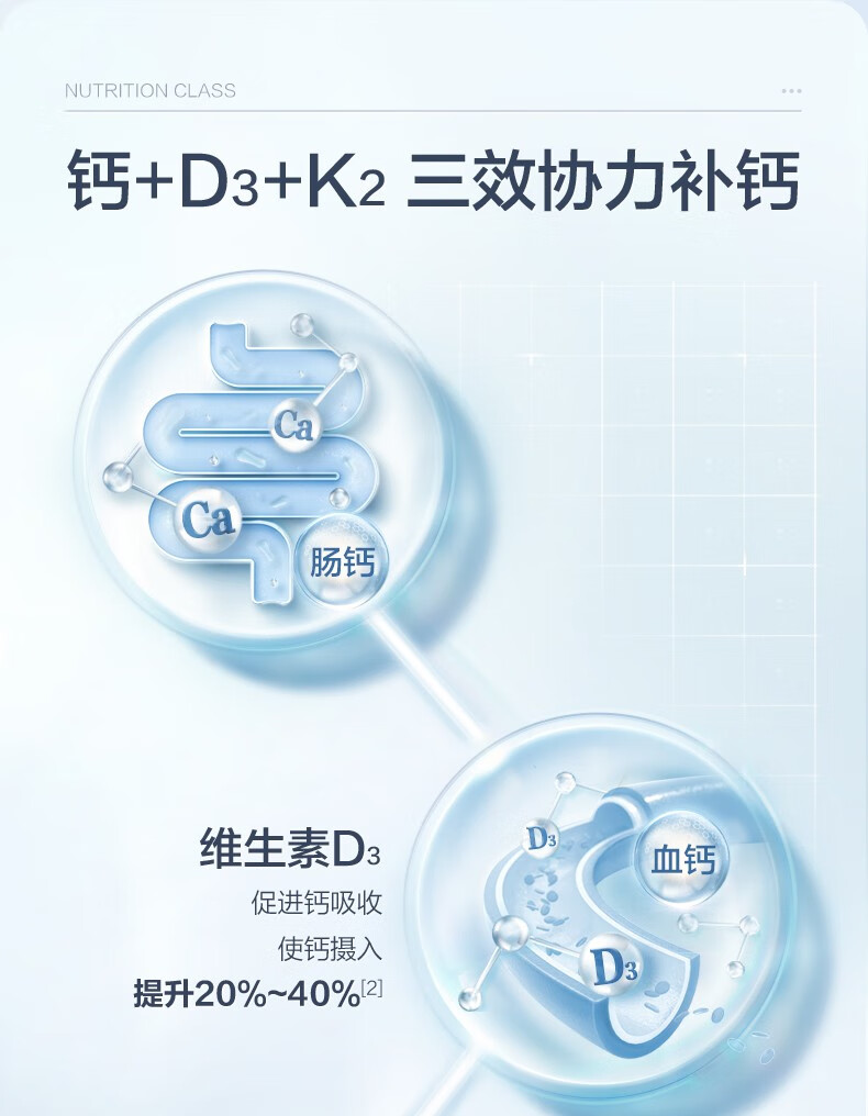 汤臣倍健钙片 钙维生素d维生素K 成人男女中老年补钙营养保健品 100粒
