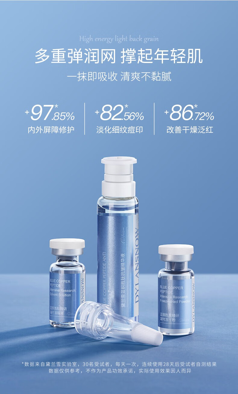 黛兰雪（DYLANSNOW）英国 蓝铜胜肽冻干粉去抗皱紧致淡皱纹修复痘印坑亮肤精华液套盒 44瓶/盒