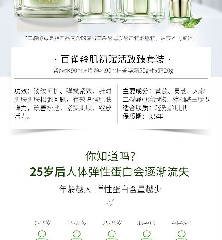 百雀羚肌初赋活致臻护肤品套装女抗皱提拉紧致淡化细纹水乳化妆品中年妈 抗皱菁华霜50g