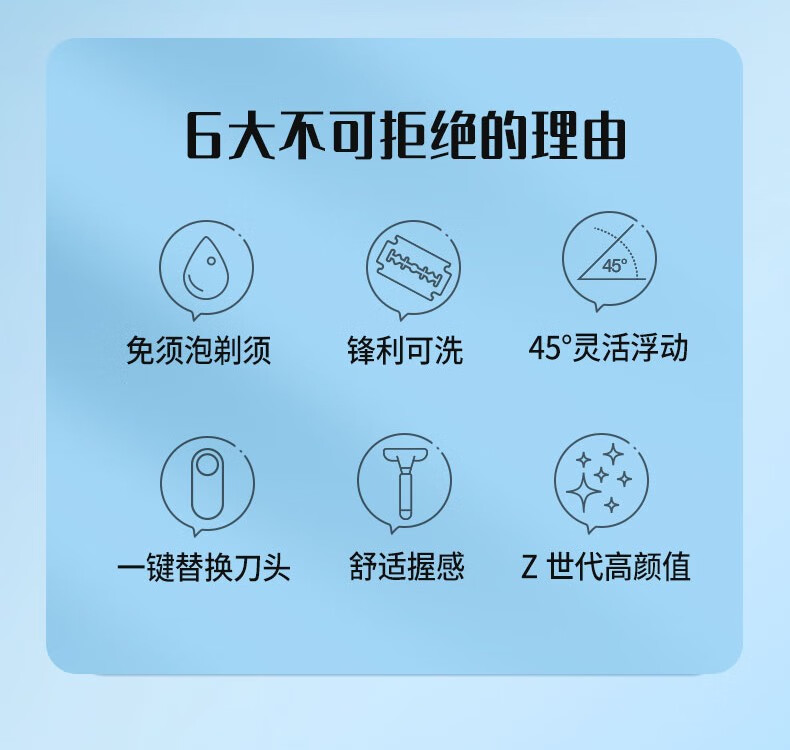 英吉利小C刮胡刀手动剃须刀胡须刀360环绕润滑5层防刮伤刮脸刀片 橙1刀架3刀头+刮胡泡