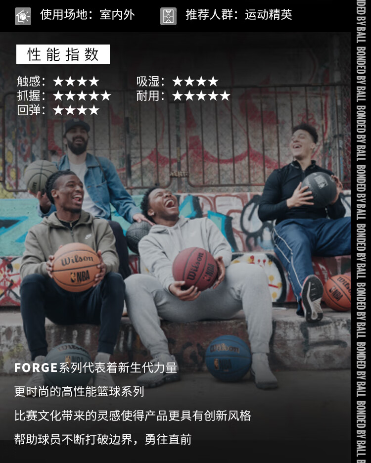 威尔胜（Wilson）NBA专业训练篮球WTB8000IB07CNProForge七号比赛室内外通用7号PU篮球Forge Pro WTB8000IB07CN/06CN 七号篮球(标准球)详情图片2