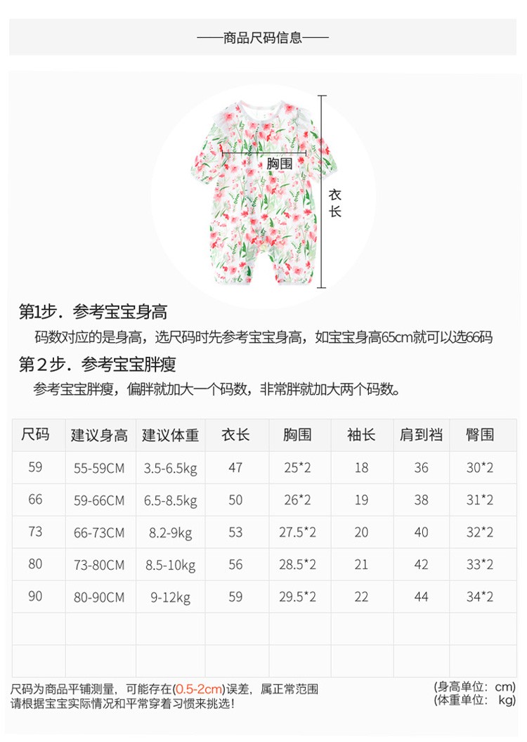 宝然 婴儿衣服连体衣夏装男女宝宝纯棉短袖哈衣爬爬服