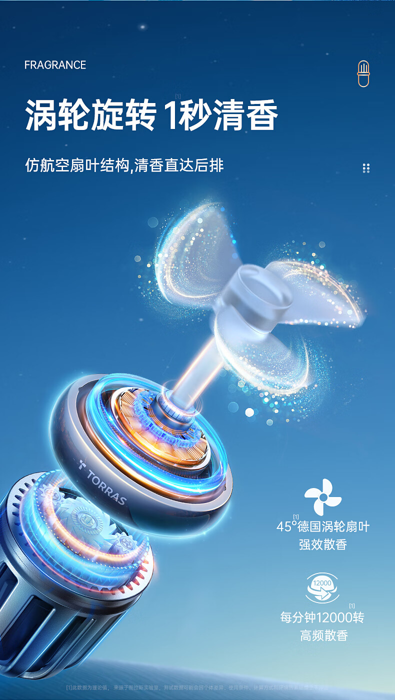 图拉斯（TORRAS）车载香薰 汽车香水车内出风口香氛汽车装饰摆件用品奔驰宝马特斯拉除异味空气净化器清新剂