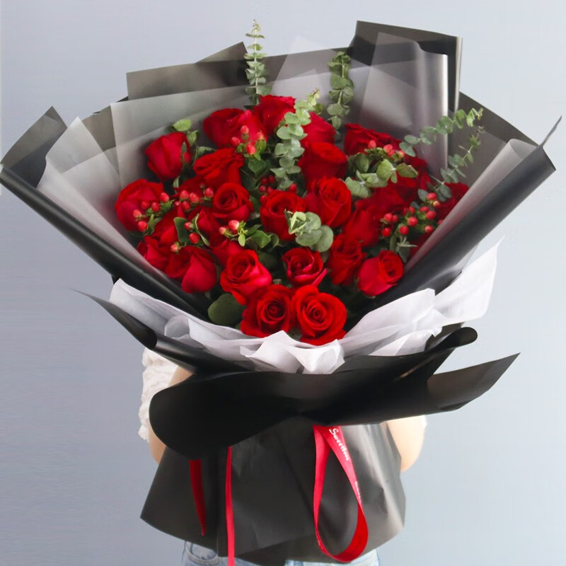 33朵红玫瑰花束香槟玫瑰礼盒送老婆朋友生日求婚全国同城送花上门 99