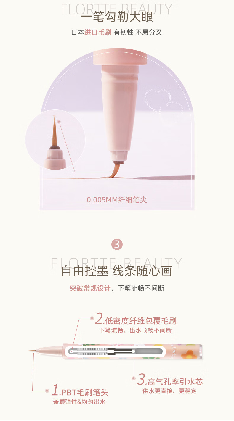 花洛莉亚（FLORTTE） 水果沙拉彩色眼线液笔大漂亮卧蚕笔不易晕染适合初学者入门级 灰色01#水泥灰