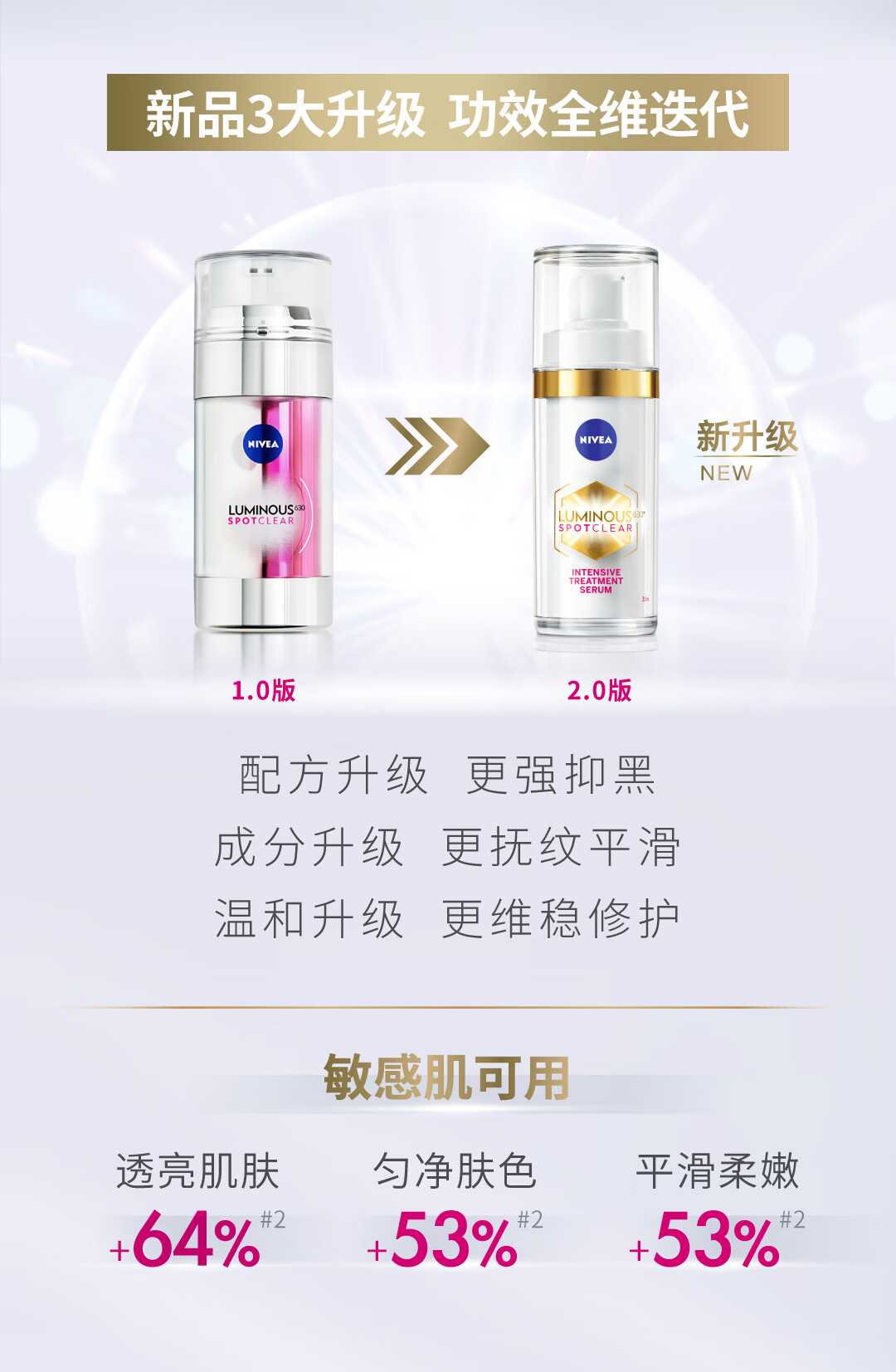 妮维雅（NIVEA）LUMINOUS630淡斑焕白精华乳 30ml  94429 大白碗200ml赠630精华1.5mlX10片