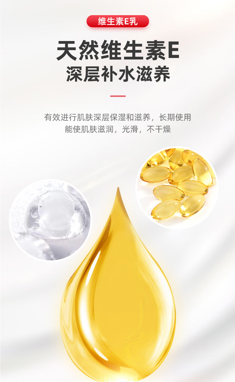 YUHOO【国货好物】维生素E乳液身体乳润肤霜保湿舒缓皮肤干燥滋润维E乳 维生素E润肤乳-3.瓶