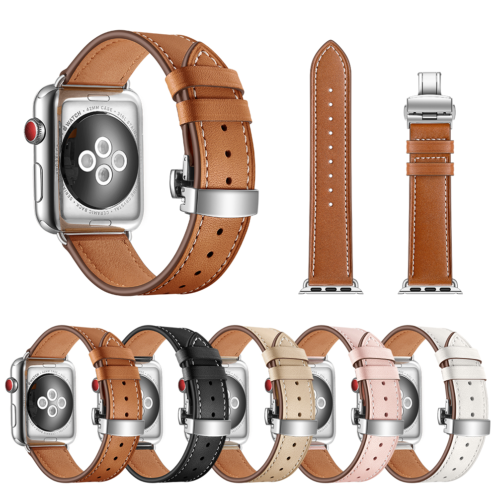 apple watch表带苹果手表带s5软真皮iwatch4/3女男38