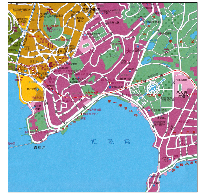 2019新版 市南区地图 高清印刷 便携折叠版展开约1.1m*0.