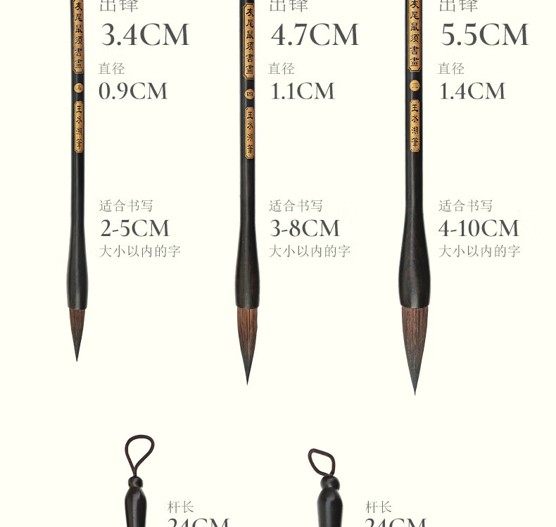 毛笔兼毫级狼毫大楷灰尾鼠毫篆书书法灰毫中楷大国画小号山水画十大