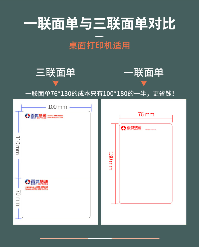 万能牛便携式三联单快递打印纸百世申通中通圆通韵达快递三联电子面单