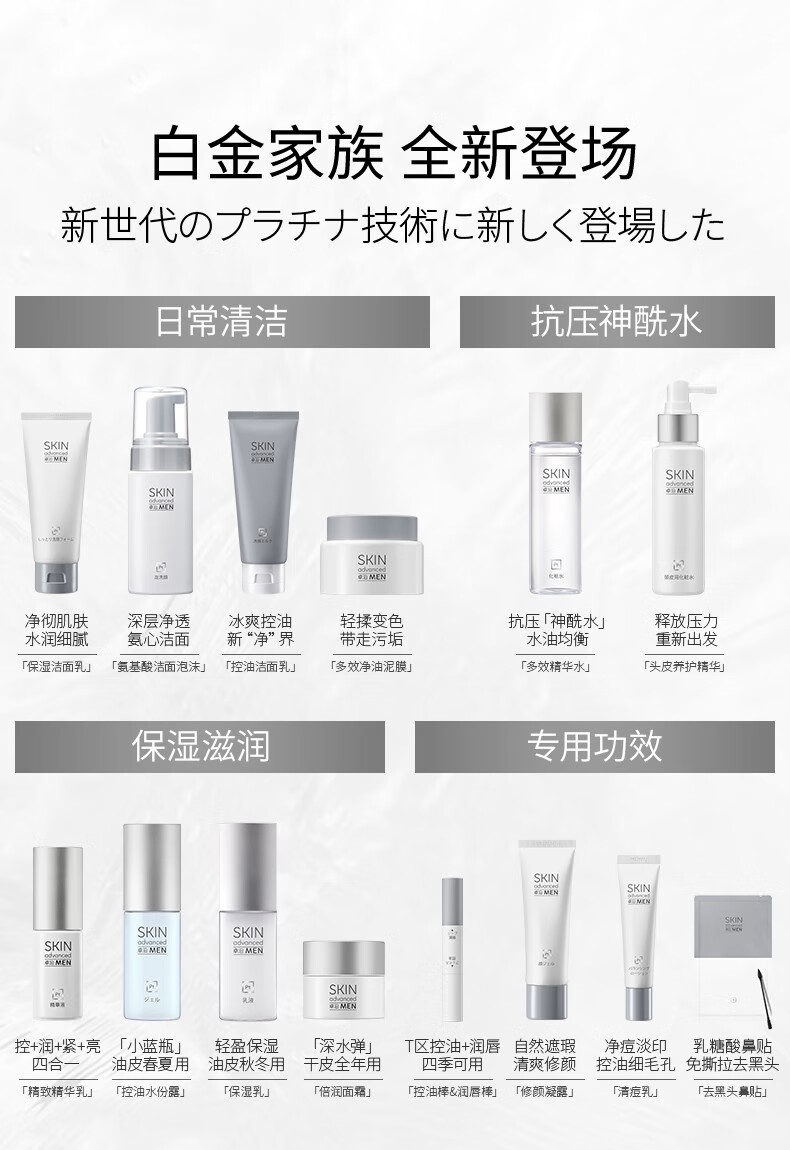 卓沿（SKIN ADVANCED）【屈臣氏】SA.卓沿男士白金调护爽控保湿水份露 75毫升
