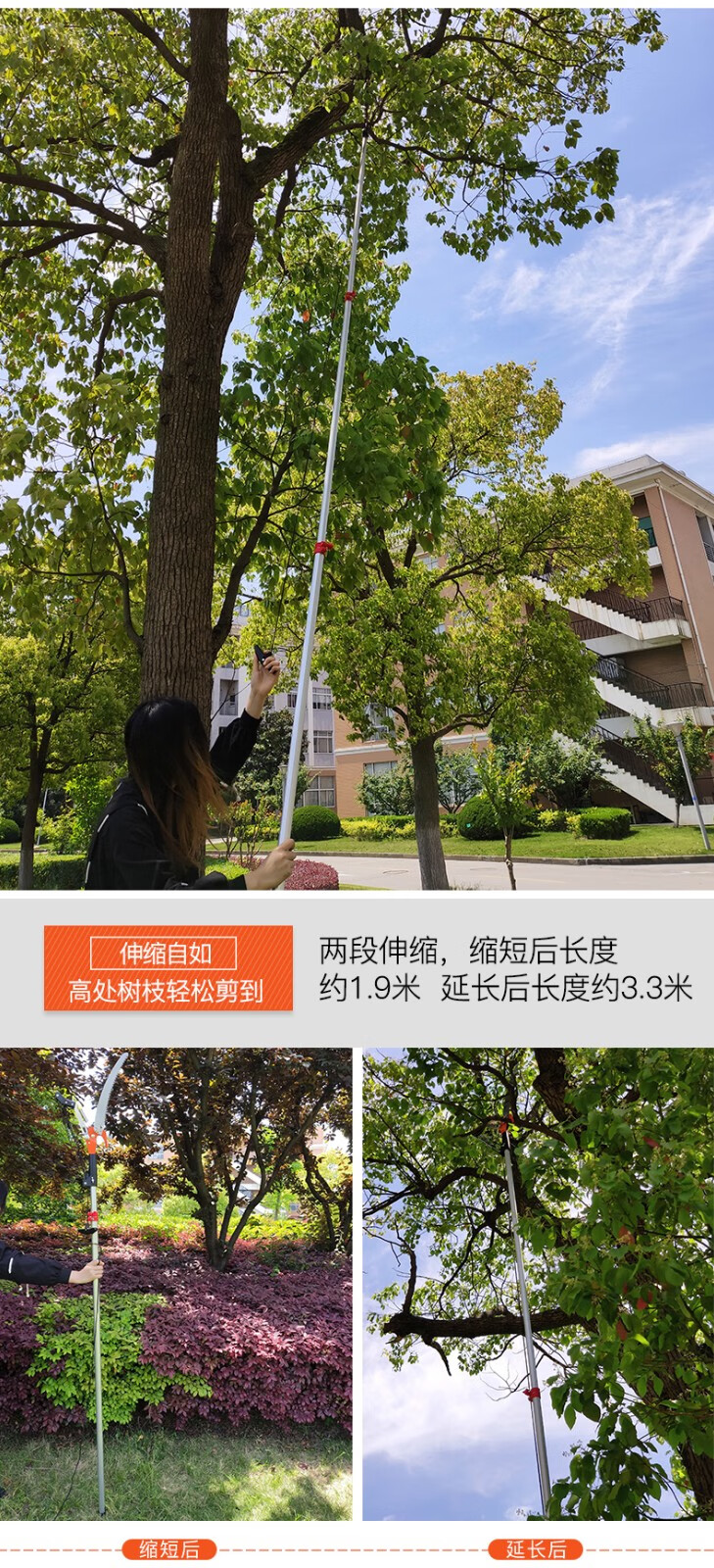 美时高枝剪高枝锯伸缩高空修枝剪剪枝剪果树修树枝剪园林加长剪刀