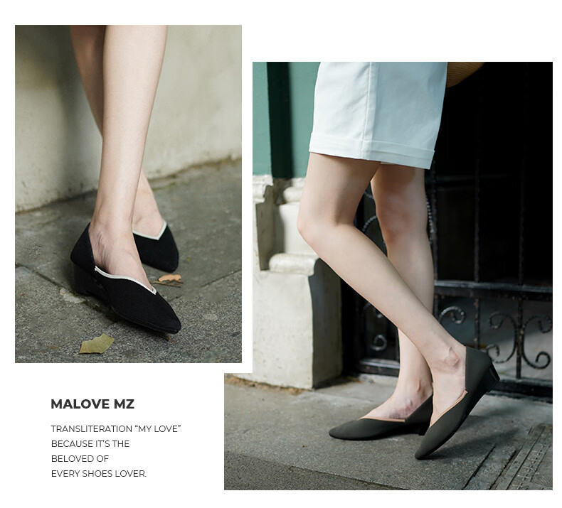 MALOVE MZ单鞋中跟2023年新款简约职业通勤女鞋3.7cm坡跟不累脚尖头工作鞋 黑色 36