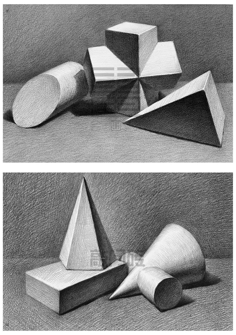 美术标准教案石膏几何体素描零基础入门单个组合几何体结构明暗临摹