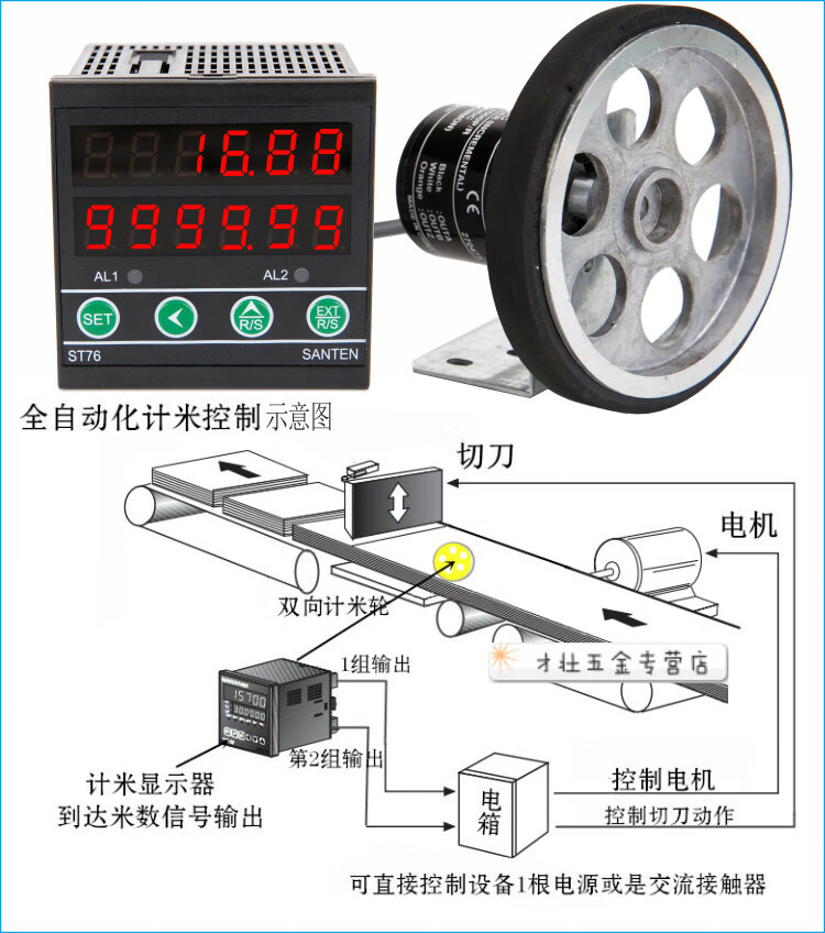 封边机计米器滚轮式高精度电子数显米数计数器记米器编码器控制器