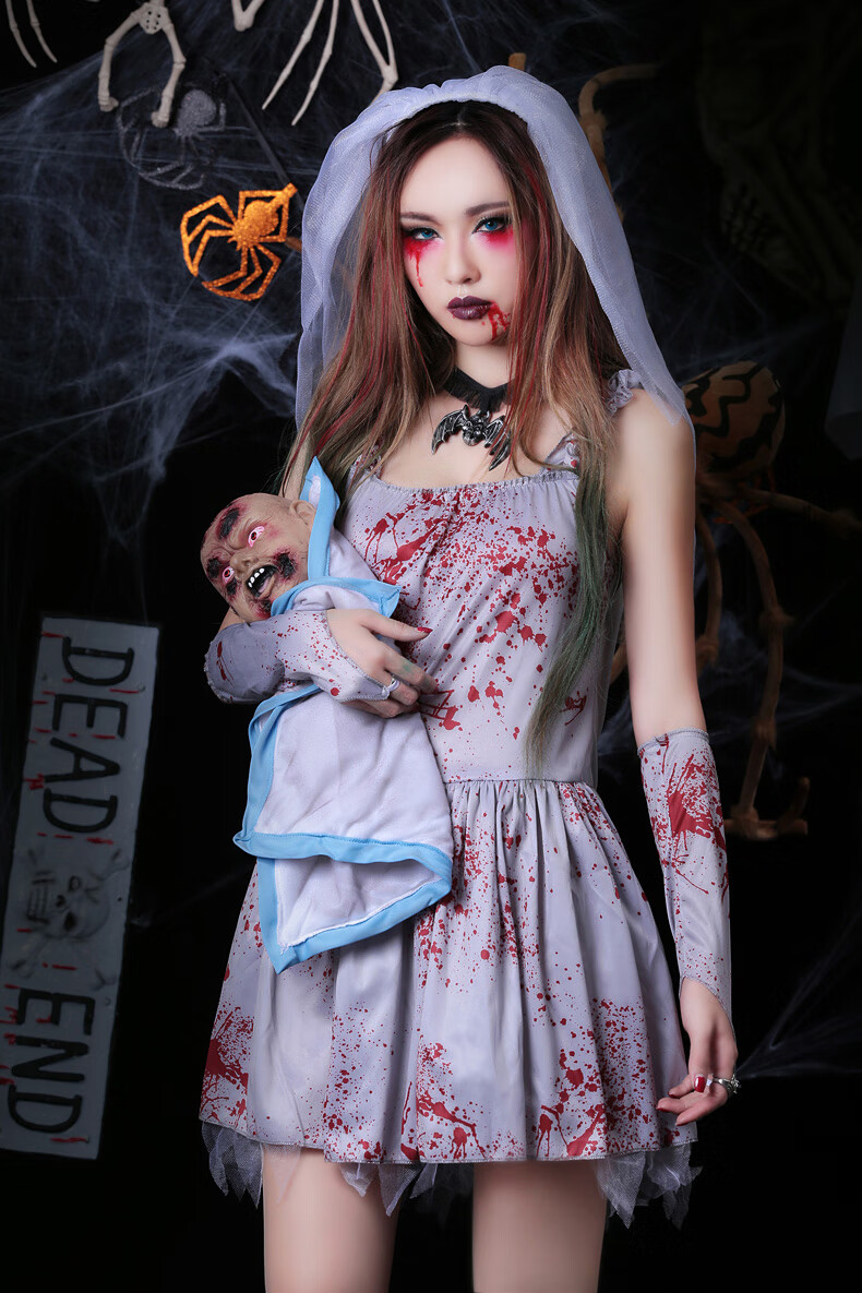 万圣节角色扮演cosplay服装女恐怖吸血鬼衣服鬼新娘僵尸套装 m2055