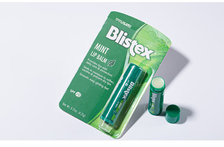 百蕾适（Blistex）美国进口清爽防晒润唇膏SPF15薄荷清凉水润保湿护唇膏唇油4.25g 薄荷味-清爽防晒