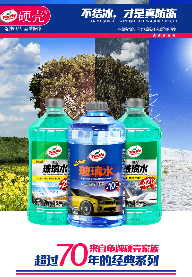 turtle wax 龟牌 硬壳-25℃防冻玻璃水 *4瓶