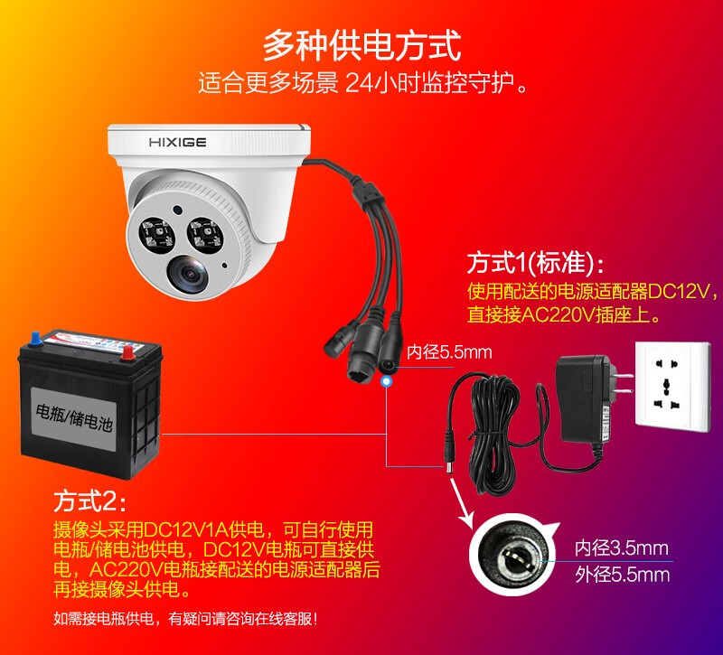 海鑫格wifi/4g监控摄像头无线1080p插卡手机远程监控器设备套装室内