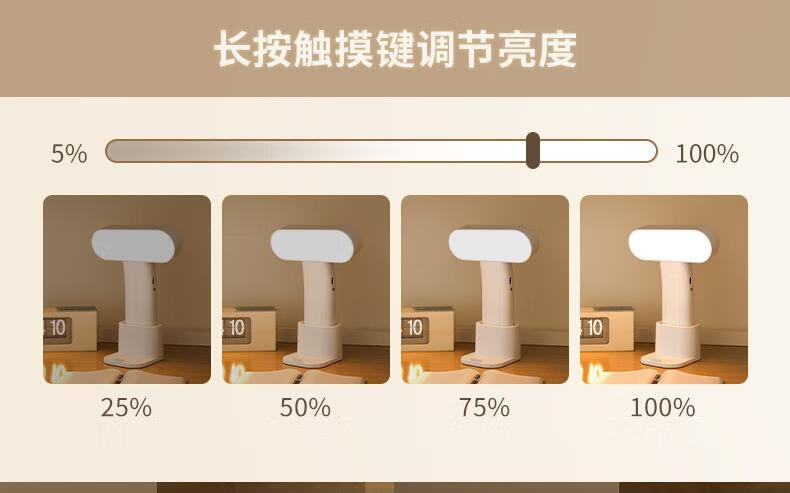 10，護眼台燈可立可掛學習學生寫作業閲讀牀頭小夜燈防近眡 T28【充電款】