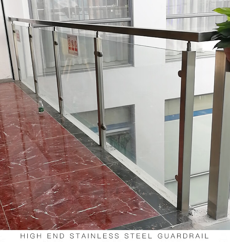 楼梯扶手护栏栏杆不锈钢阳台钢化玻璃自装室内室外别墅阁楼立柱 304