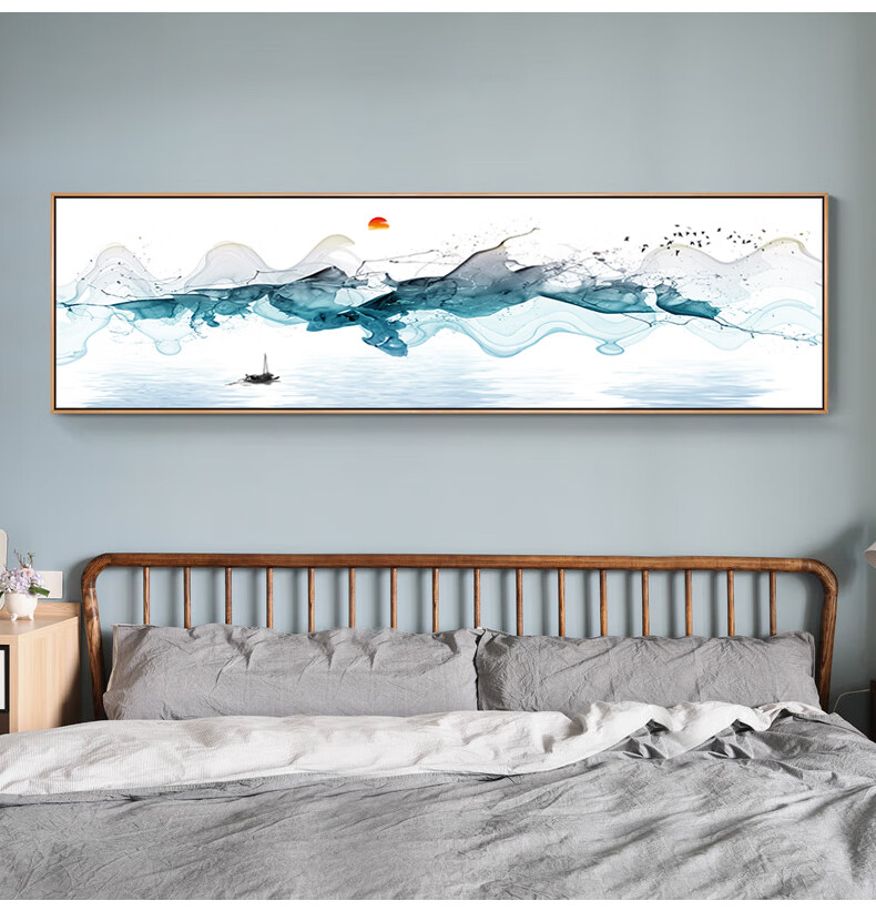 车手 新中式卧室床头装饰画新中式山水国画沙发背景墙挂画现代简约