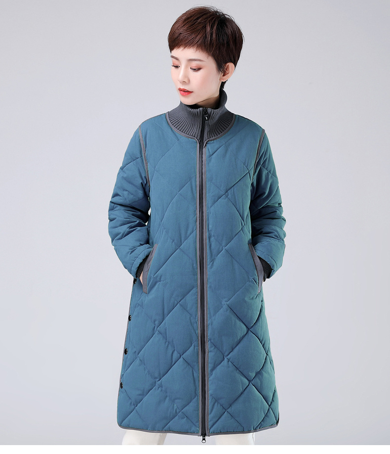 2019新款韩版宽松洋气棉衣外套冬季加厚棉袄轻薄棉服女中长款 蓝色 m
