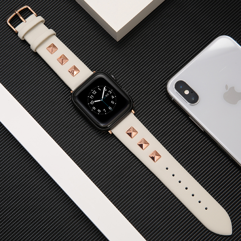 适用苹果手表表带apple watch5表带iwatch1/2/3/4/5金属扣真皮男女