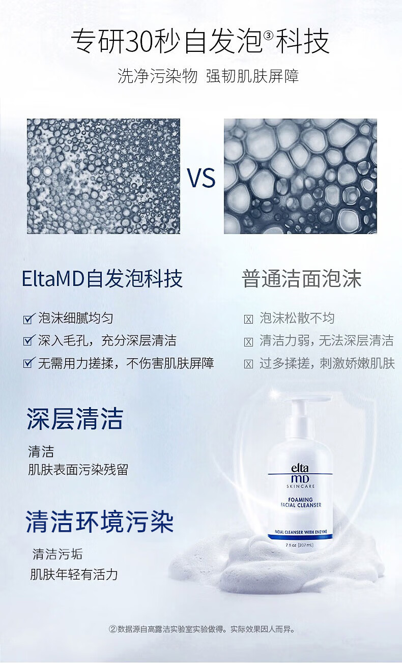 Elta MD【美国进口】安妍科氨基酸洗面奶女男士深层清洁敏感肌泡沫洁面乳 氨基酸洁面207ml+50g面霜