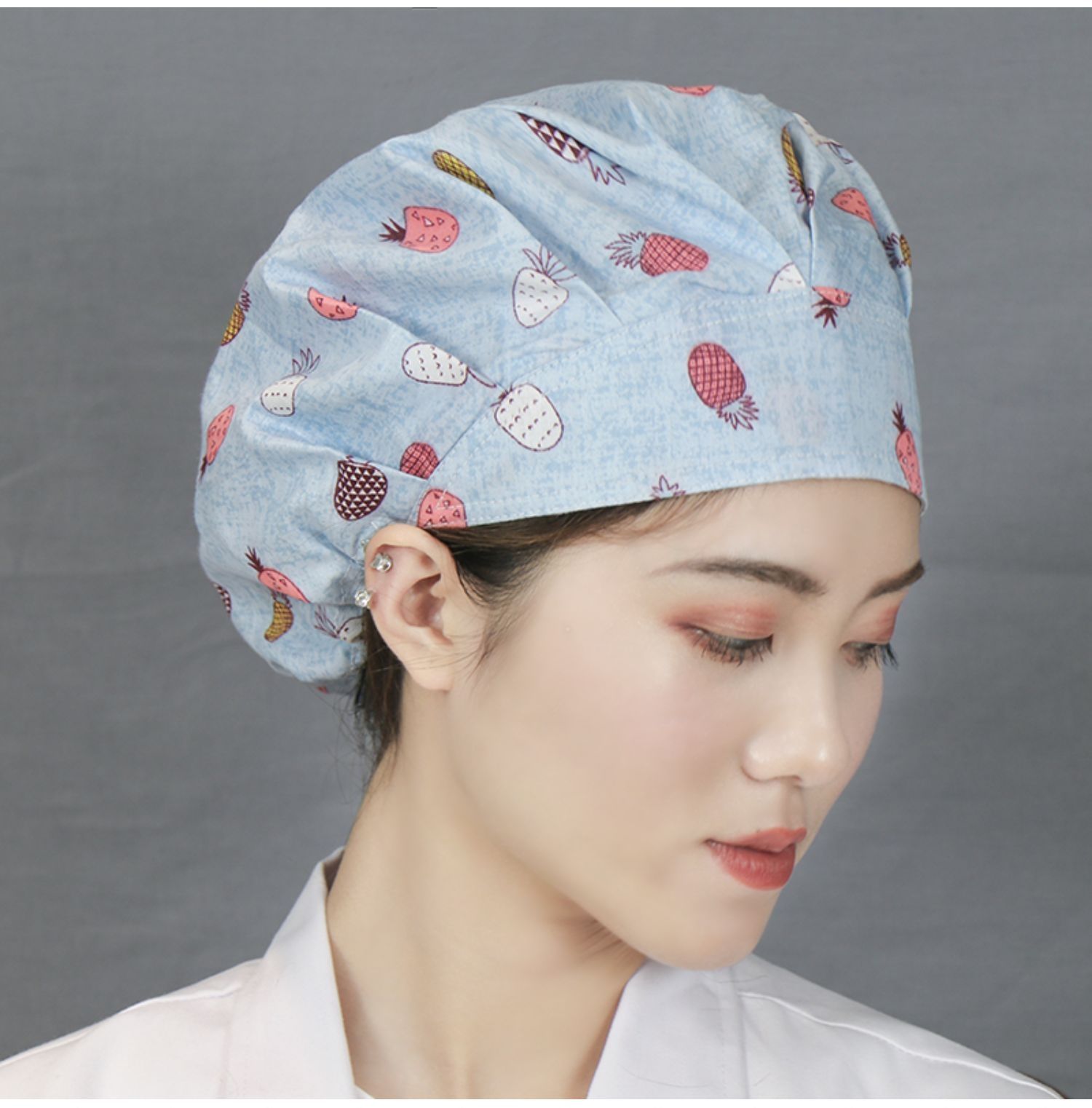 韩版厨房帽子女家用做饭炒菜防油烟防掉头发可调节包头厨师帽 2号菠萝