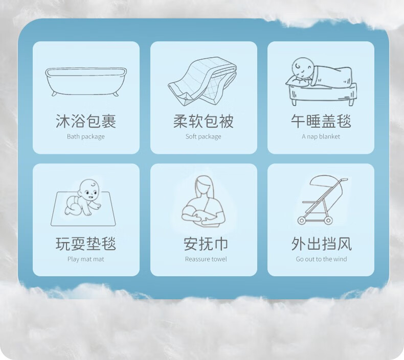 贝肽斯婴儿浴巾纱布新生儿宝宝浴巾纯棉儿童浴巾斗篷全棉吸水毛巾宝宝盖毯包被巾 虎虎生威110X105cm【全棉6层 无礼盒】 95*95cm