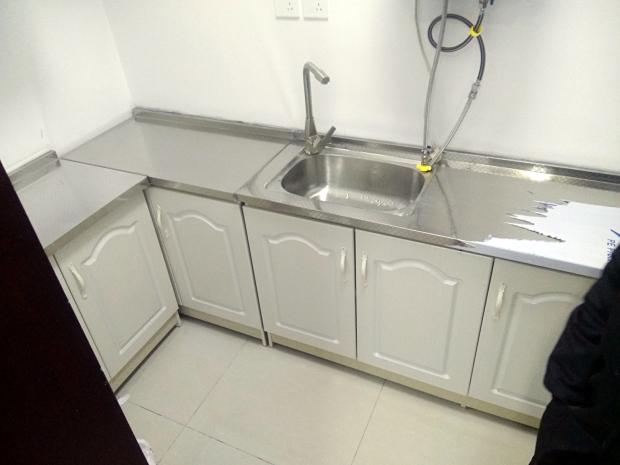 不锈钢台面 新款现代 简易橱柜 厨房灶台柜 水槽柜 洗