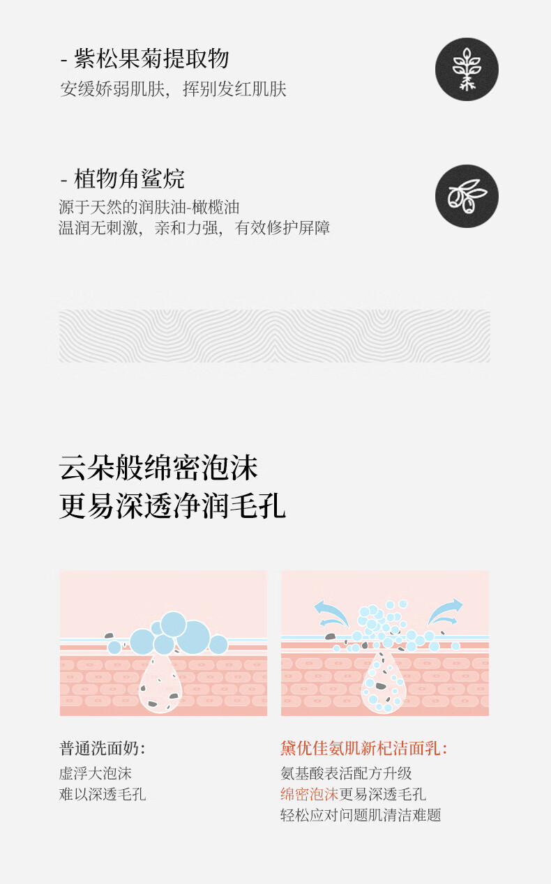 黛优佳氨基酸洗面奶洁面乳温和深层清毛孔补水女男保湿控油 【超值必备】洁面乳100g+40g