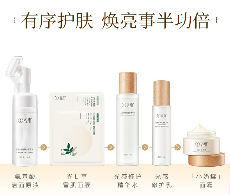 谷雨光甘草精华奶皮面膜6片\盒熬夜救急补水保湿提亮肤色滋润肌肤 奶皮面膜6片1盒