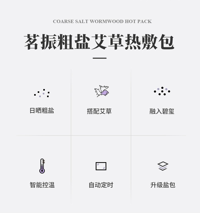 【国家3C认证】茗振海盐热敷包 电热艾灸盐包粗盐热敷包电加热热敷盐袋艾草贴仪 加长加大【3挡控温】民族风紫色