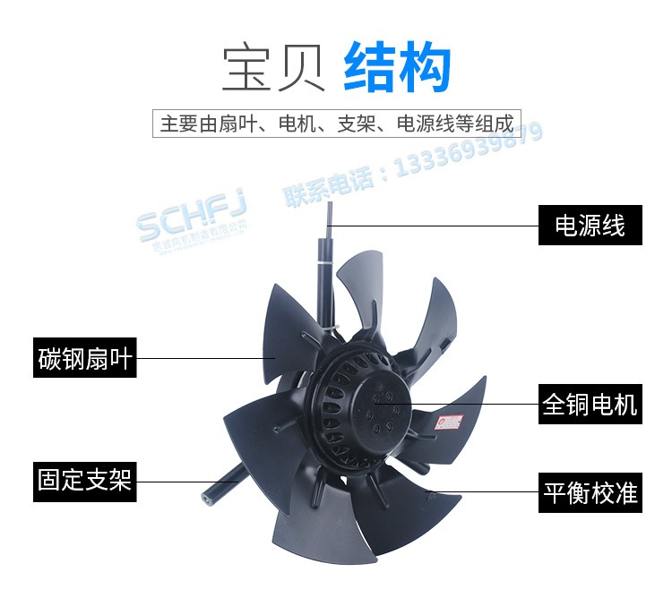 定制 变频调速电机冷却通风机型g90g132g160a外转子轴流散热风扇380v