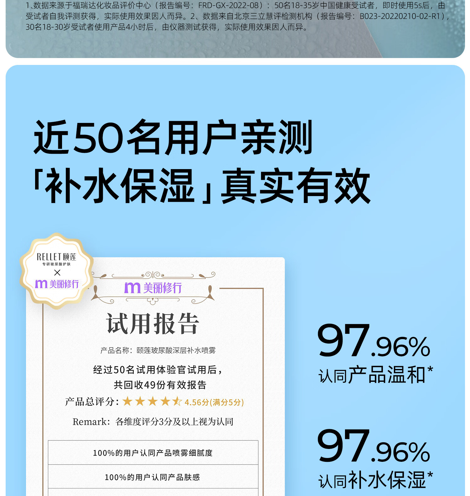颐莲（RELLET） 福瑞达【新升级2.0】玻尿酸深层补水喷雾 保湿定妆爽肤水 300ml